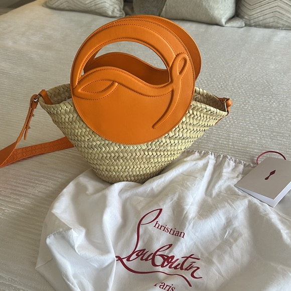 Christian Louboutin raffia and orange bag . Never used . - Picture 5 of 6